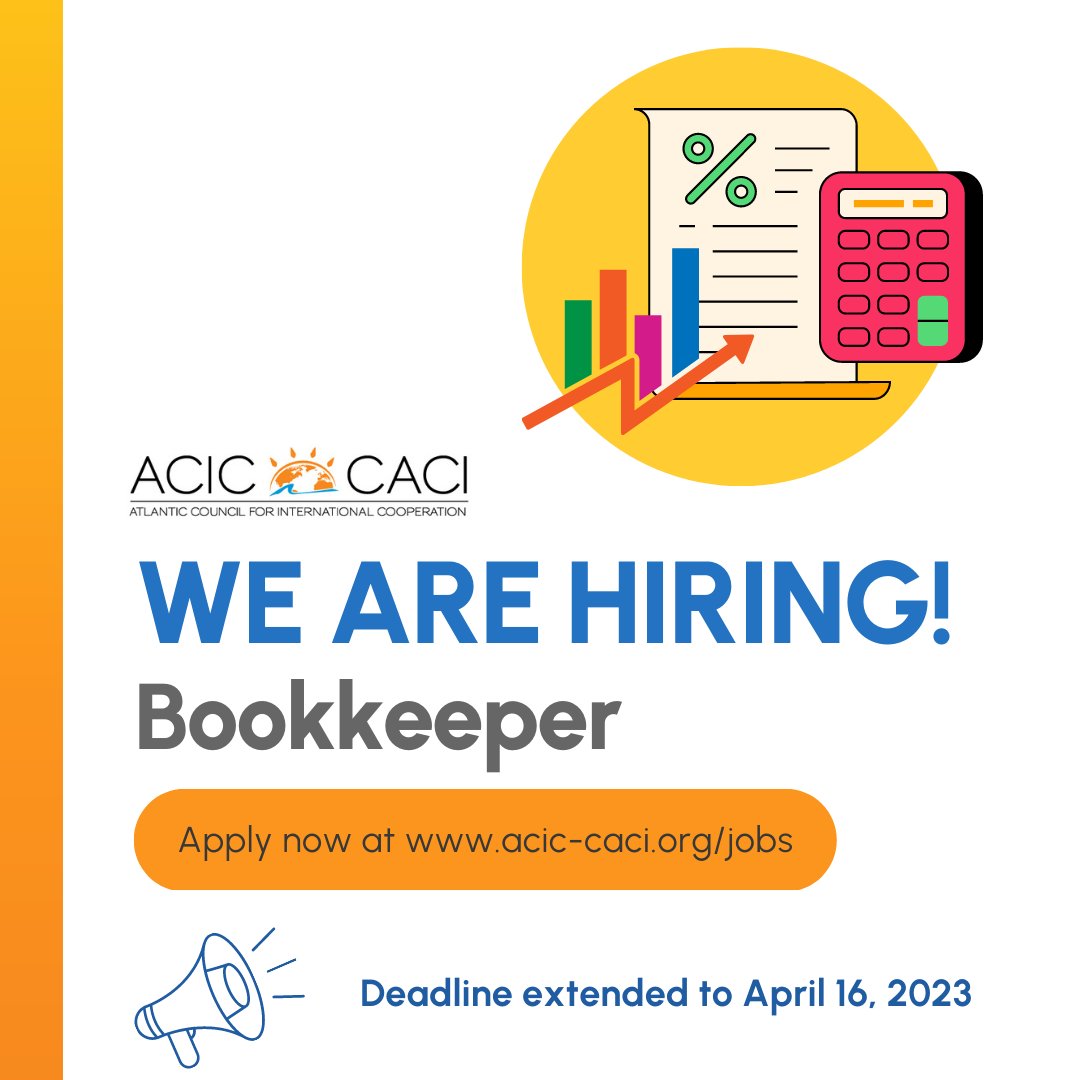 Deadline extended to April 16! The ACIC bookkeeper will play a key role in overseeing our financial data and compliance by maintaining accurate books on accounts payable and receivable, payroll, and daily financial entries and reconciliations. acic-caci.org/jobs. #Hiring