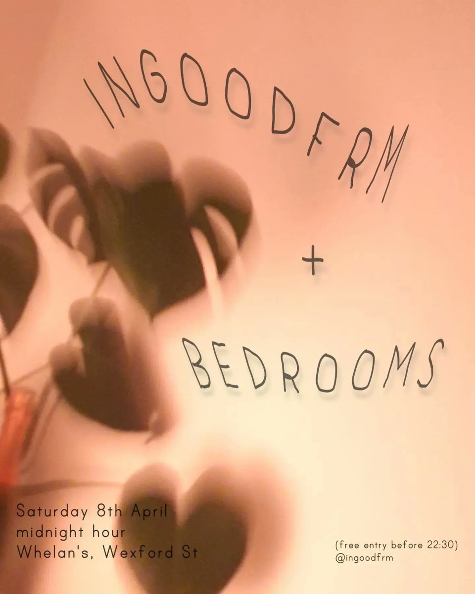 'nosedive' out now

streaming across all your favourite(?) platforms

some FREE tickets still available for the single release / celebration gig on Saturday w bedrooms in <a href="/whelanslive/">Whelan's</a>

hope ye like it - this is the start of a release run (I think) 👍👎

linktr.ee/ingoodfrm