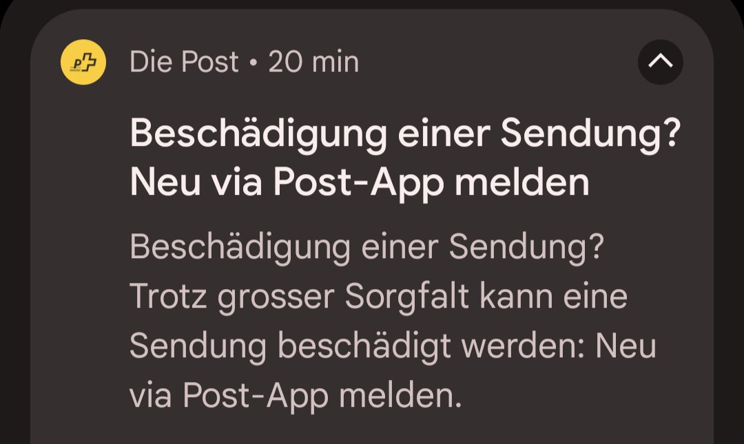 lenphili's tweet photo. Das mit dem richtigen Timing für Push-Meldungen per App üben wir aber nochmal, oder @postschweiz? https://t.co/m6toxJ6scl