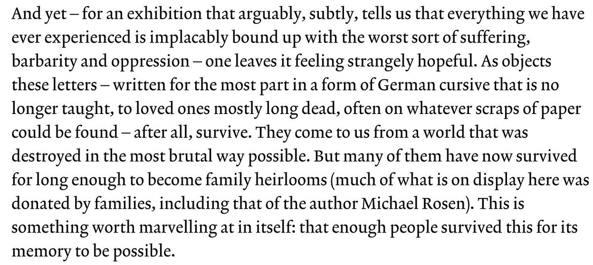 Very thoughtful review of @wienerlibrary exhibition #holocaustLetters exhibition curated by @ChristineErinWL and @salipner which includes letters from FelixGanz, my great grandfather whose story will be told with @blnensemble @Komische_Oper @ScanLABProjects in June