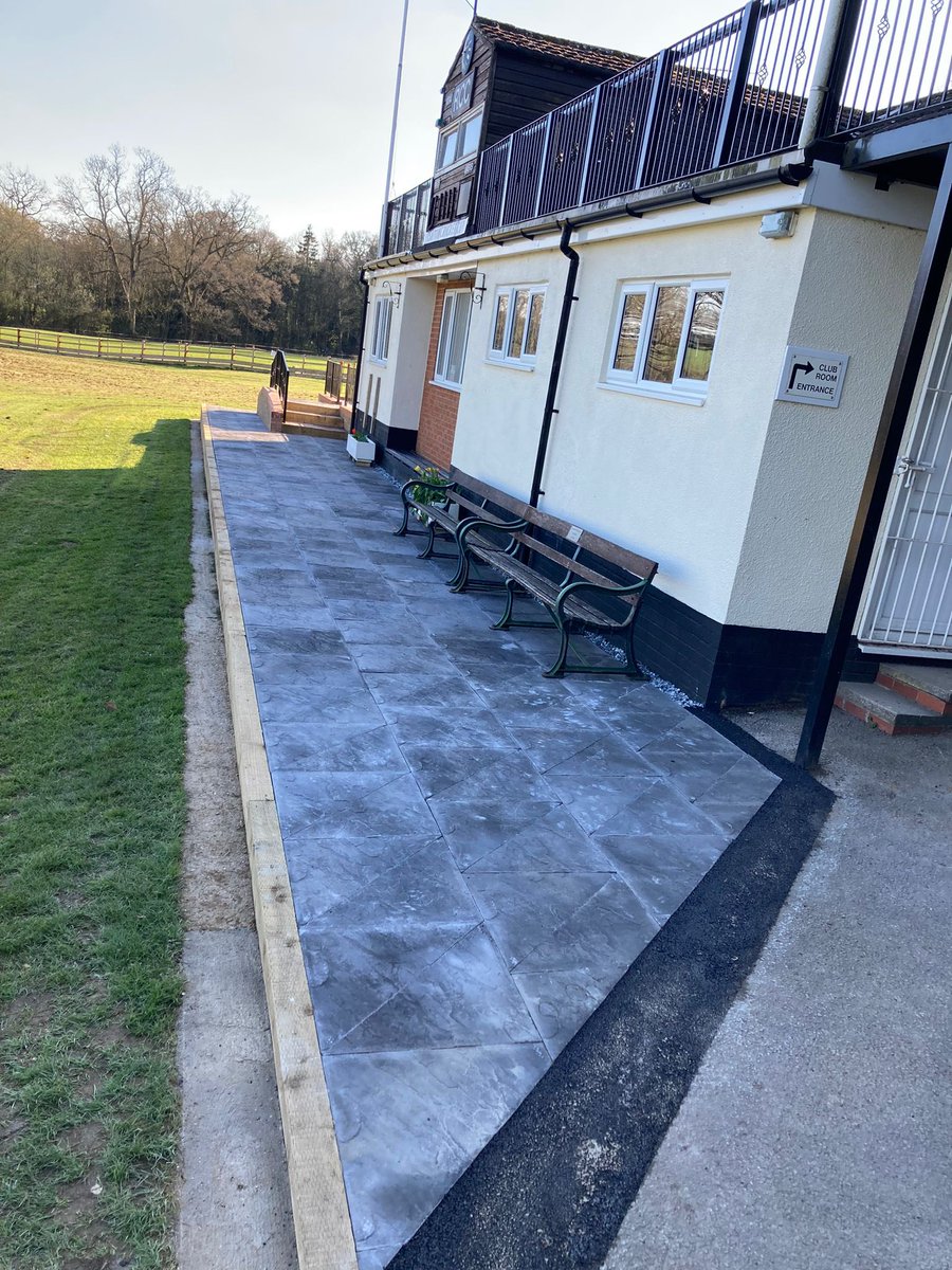 Work finished on the patio ahead of the new season starting 6th may! #Cricket #rushton #newplayerswelcome