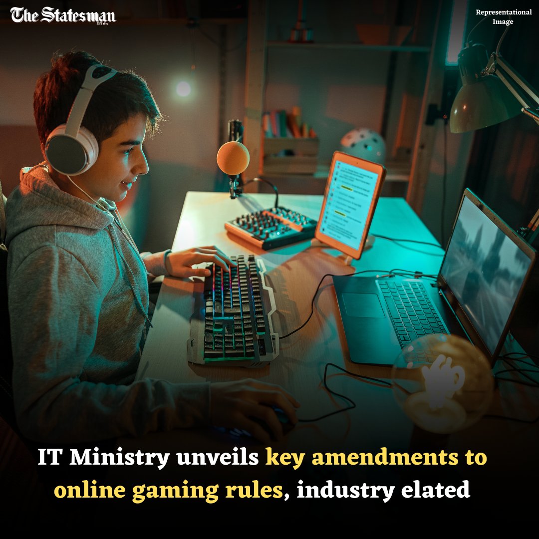 TheStatesmanLtd's tweet image. #ITMinistry notified amendments to online gaming in  #ITRules2021, allowing multiple self-regulatory organisations to decide if #realmoneygame is allowed to operate in country or not. Union Minister #RajeevChandrasekhar, said that #onlinegaming is certainly a huge opportunity.