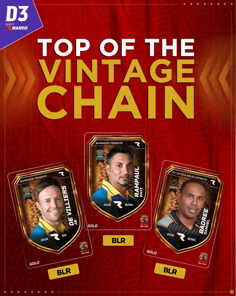 TheD3Official's tweet photo. There are players who win you matches and then there are legends who win you tournaments! Get your D3 team ready with these vintage players now! ๐ค
#TataIPL2023 #D3 #DigitalPlayerCards #PlayerCards #FantasySports https://t.co/yXFFm6YcW1