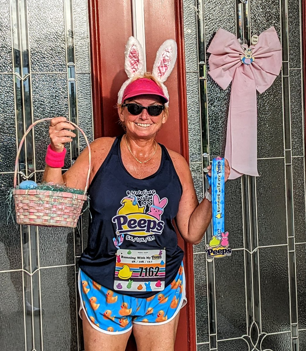 BrewNymph's tweet photo. My #peeps made me do it! ๐ฅ๐ฐ Got up an hour late & somehow still got it done! ๐โโ๏ธ๐งบ @MedalDash Running with my Peeps #5k ๐โโ๏ธ๐ WooHoo! #happyeaster ๐ฐ #running #fitness #runstaugustine https://t.co/BSdfp7EezF