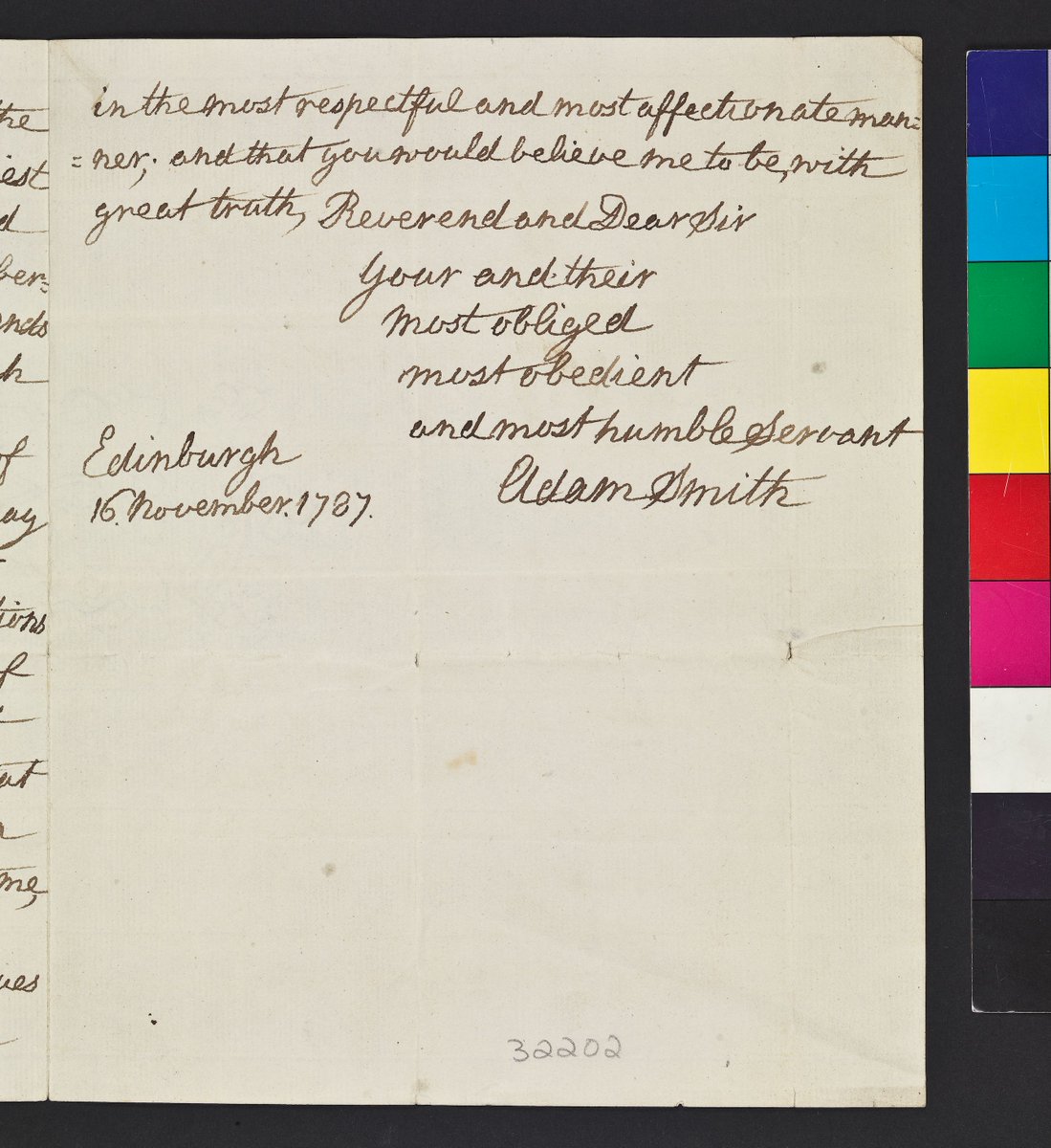 On this day in 1787, Adam Smith accepted the position of Rector of the University of Glasgow. Our archives hold a letter from Smith accepting the Rectorship. He wrote: ' I accept with gratitude and pleasure the very great honour ...' 👀👇 #AdamSmith300