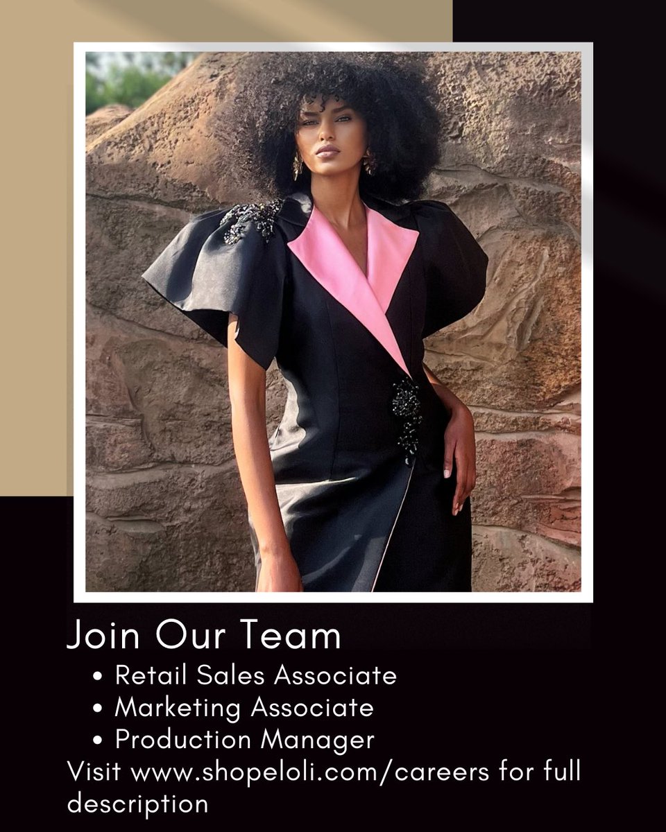 eloliworld's tweet photo. We are hiring! Apply now to join a growing and exciting team #CamerJobs #fashionjobs #yaounde https://t.co/Y9XVTiZhyp https://t.co/p1MEBAk5jt