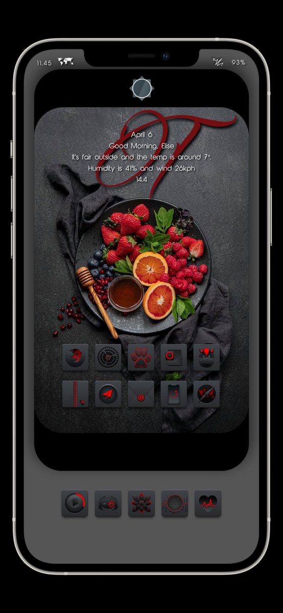 Red and grey... 🍓🍊🍃🫐🍯🌚
My new #lockpluspro #widget
Icons: DjAndres
AE: @bulldog5278 
Photo on my wall: credits to the original author 
#jailbreak #iOS14.4 #Fugu14 #unc0ver