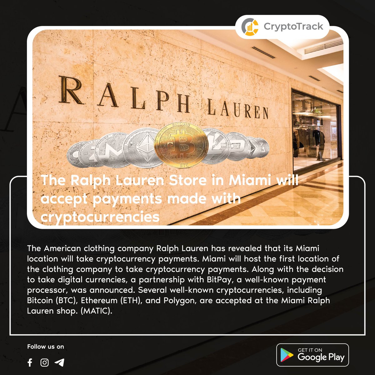 cryptotrackapps's tweet image. Cryptocurrency Payments Will Be Accepted at Ralph Lauren's Miami Store

App link:play.google.com/store/apps/det…
Get More:cryptotrack.news/news/cryptocur…

#RalphLauren #MiamiStore #CryptocurrencyPayments #Bitcoin #Ethereum #CryptoFashion #LuxuryRetail #MiamiShopping #FashionandBlockchain