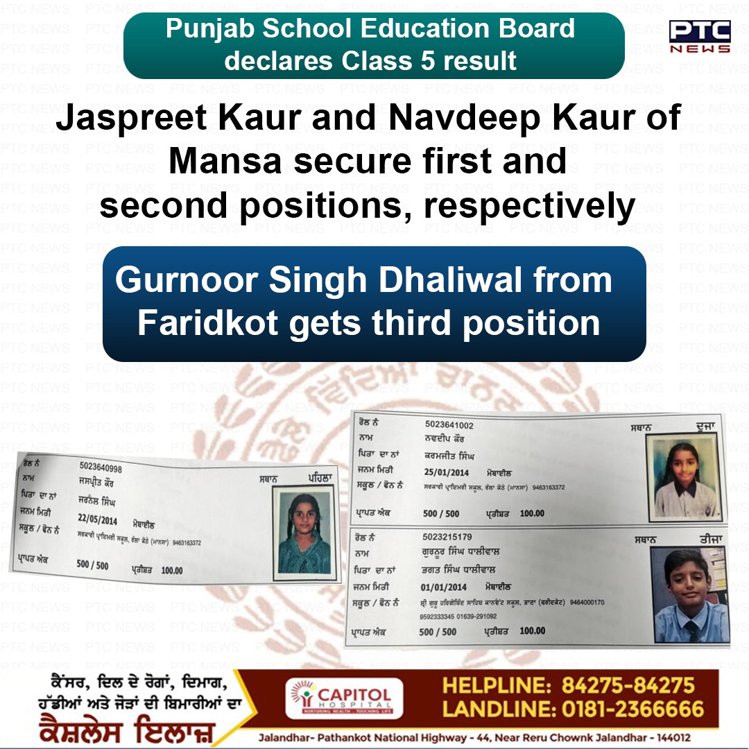 ptcnews's tweet photo. Punjab School Education Board declares Class 5 result

#PSEB 
#psebclass5result 
#PunjabNews 
#results https://t.co/KbVWntuW78