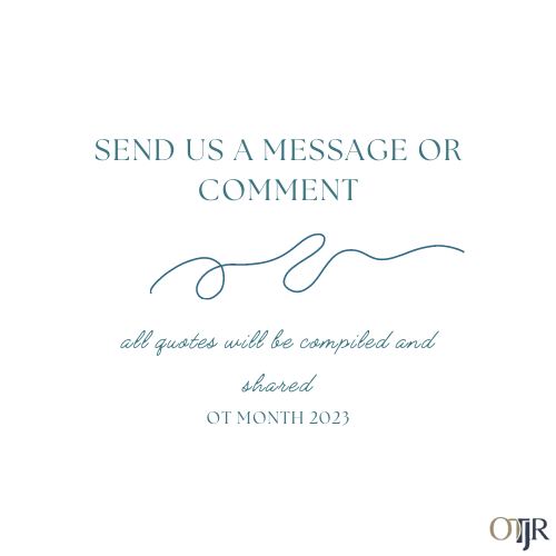 OTJRJournal's tweet photo. TELL US: What do YOU wish people knew about #OT? Share with us and we'll include it in an upcoming post that you can share to advocate for #OccupationalTherapy
#OTMonth2023 #otp ##otd #ots #otr #futureot #futureota #fullscopeOT #OTResearch #occupationaltherapist #ota #otstudent https://t.co/B0oe0s2ZfP