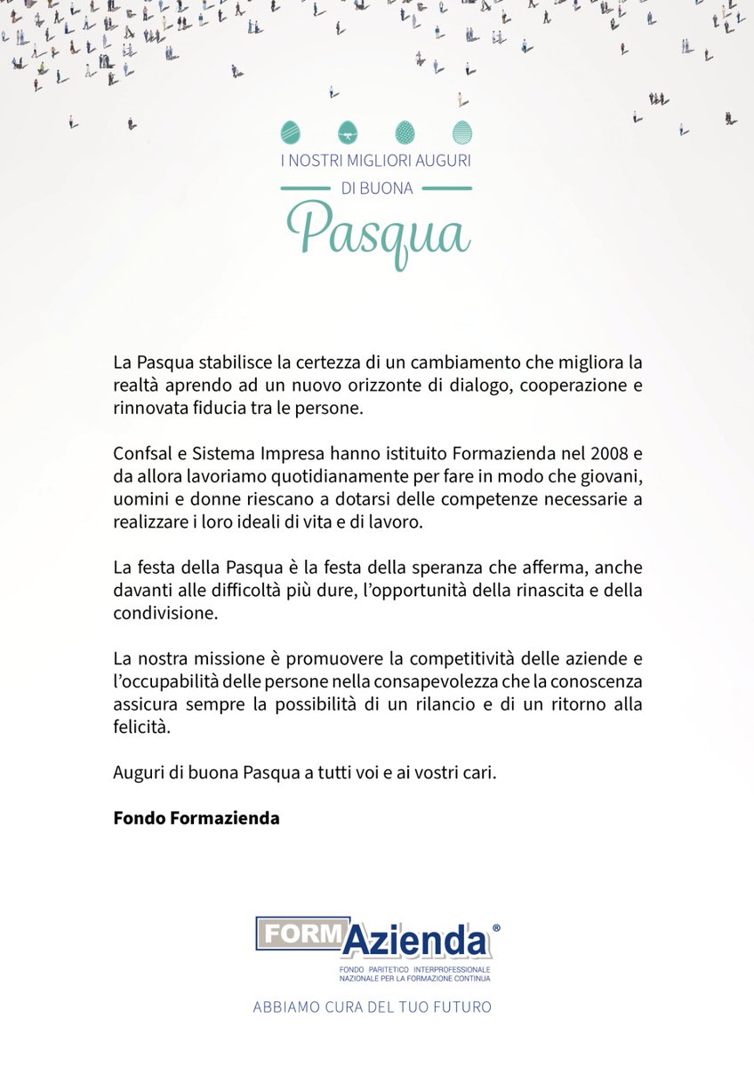 Auguri di Buona Pasqua dal Fondo Formazienda
