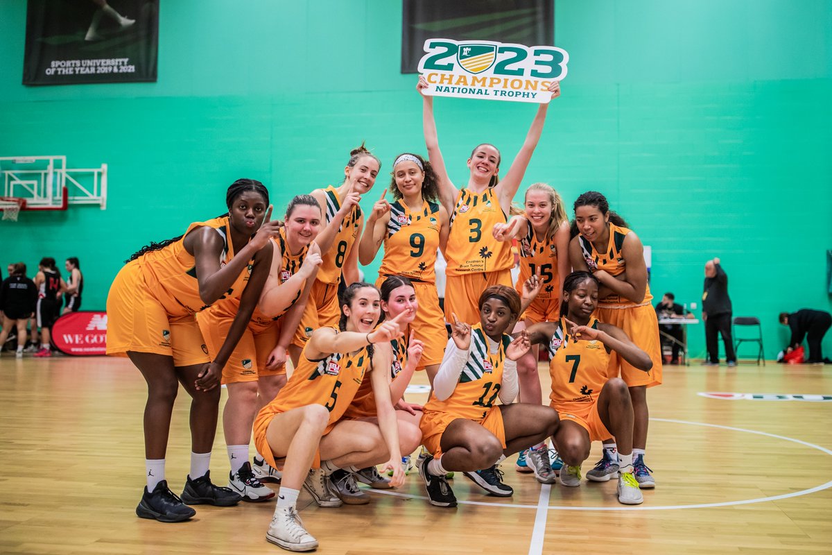 UoNSport's tweet photo. Friday Feeling 🤩 | A huge congratulations to @UoNWomensBball on winning promotion to the @BUCSsport Premier North to go along with their National Trophy crown! 🔥

Whatever you have planned over the break, we hope that everyone has a top level Easter! 👊

#WeAreUoN // 💚💛 https://t.co/yNYVTPBV6w
