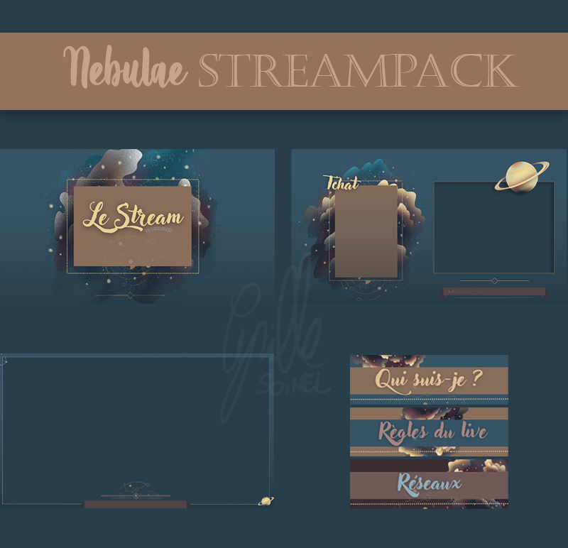 CSoinel's tweet photo. A vendre 🌠Pack d'overlays &amp; panneaux Twitch "Nebulae" sur le thème de l'espace et des nébuleuses 🌌🪐 Infos en mp 💜 #twitchartist #artist #art #streampack RT appréciés 🤩 https://t.co/eSlVKbBN12