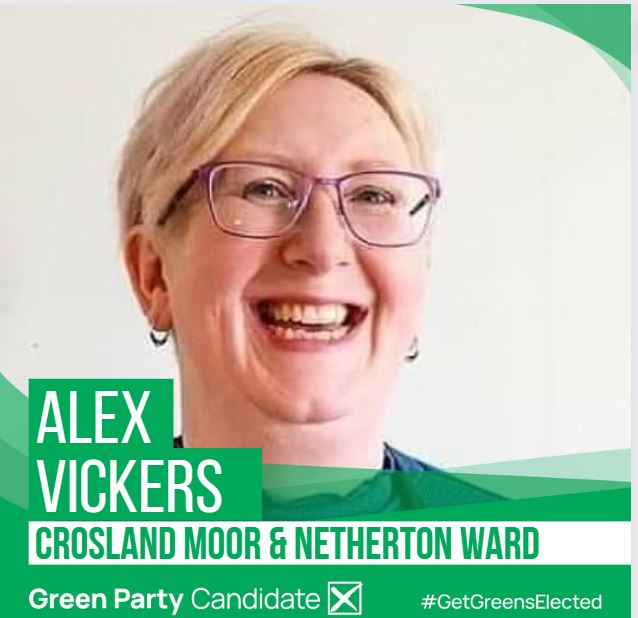 Our great candidate for the Crosland Moor &amp; Netherton Ward Alex Vickers.

Alex will make an excellent Kirklees Councillor.

We really need more Green Councillors. Kirklees Labour isn't listening to local views on road safety or housing development.

#GetGreensElected