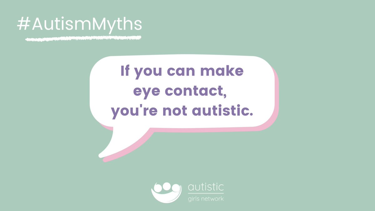 Many autistic individuals mask to fit in with what society expects and will make eye contact even though it can be uncomfortable and even painful. Sadly this is not always recognised and diagnoses have even been refused due to this misconception. 
#AutismUnderstanding