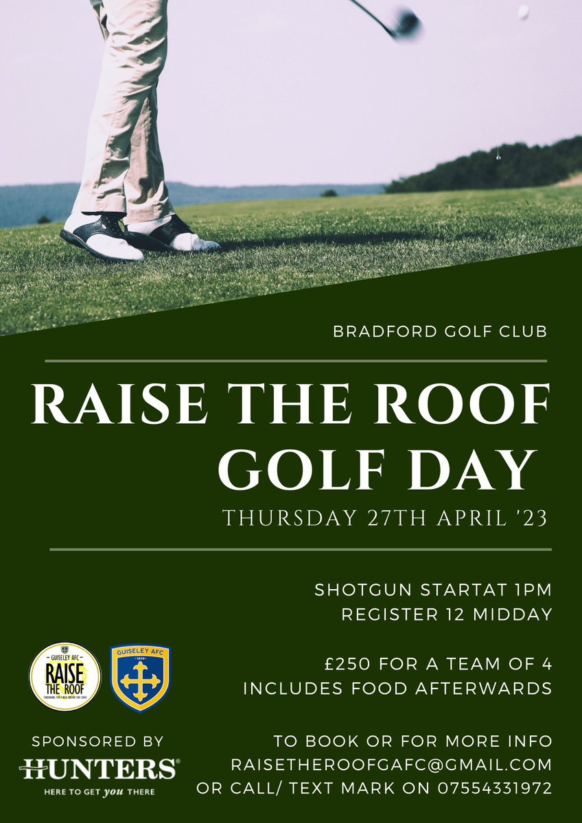 Two weeks to go until the inaugural golf day! Due to cancellations we now have space for a final two teams. Please message me for further details! <a href="/RaiseGAFCRoof/">Raise The Roof Guiseley AFC</a> <a href="/GuiseleyAFC/">Guiseley AFC</a> <a href="/GAFCSupporters/">Guiseley AFC SC</a>
