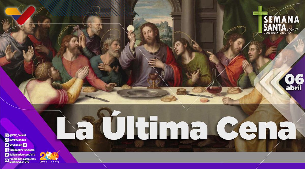 VTVcanal8's tweet photo. #EFEMÉRIDE🗓️| El Jueves Santo es el día en el que Jesús celebró la Última Cena con sus apóstoles e instituyó dos sacramentos para salvación del mundo: La Eucaristía y el Orden Sacerdotal. La Iglesia Católica conmemora este día con una Misa muy especial.

#ElEsequiboEsVenezuela https://t.co/JE0dJoim49