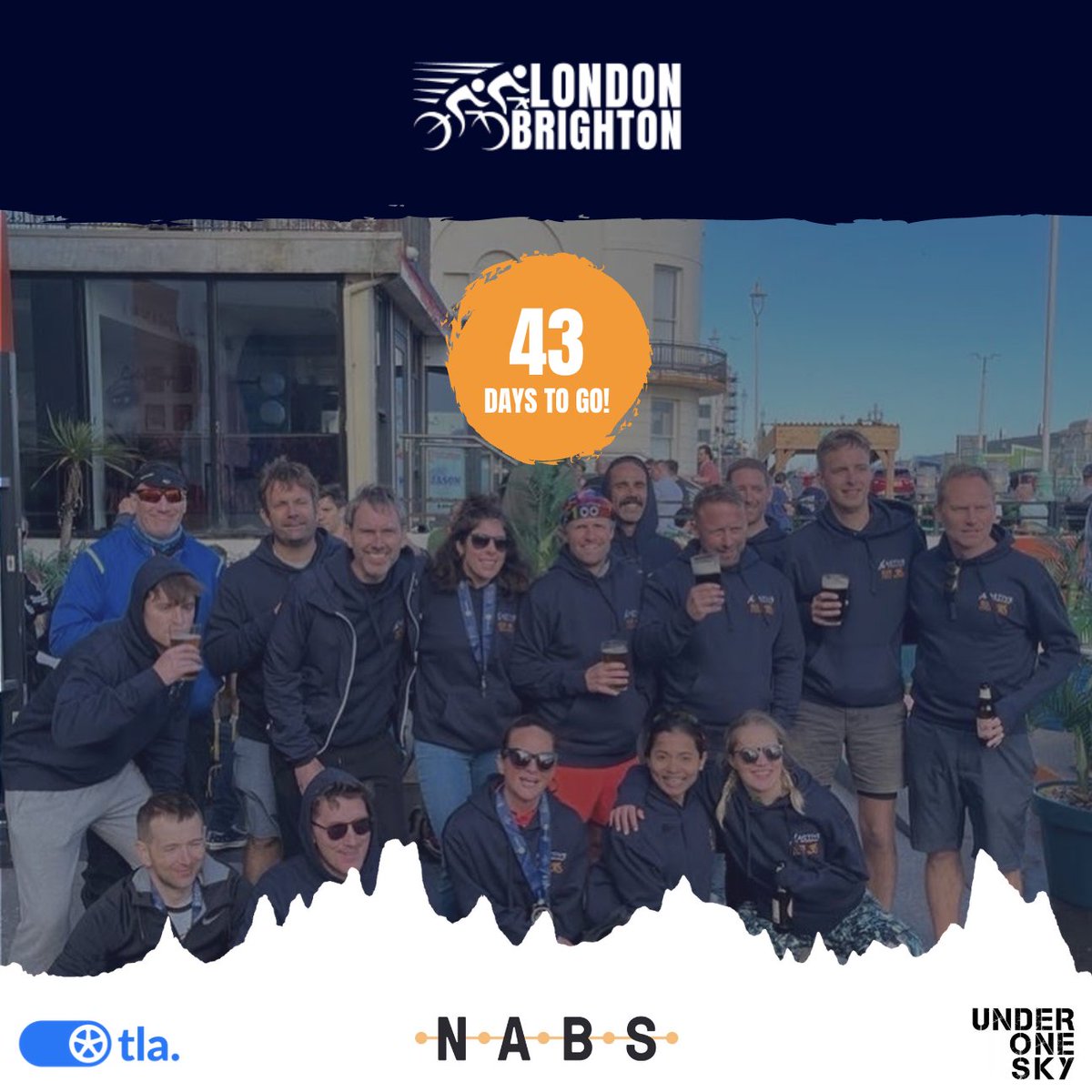 L2Bcycle's tweet photo. 43 days to go until we saddle up to raise money for
@NABS_UK &amp; @under_1_sky !

Sign-up your team at https://t.co/LqO9q02G48 

Fully Supported. Coffee. Lunch. Finish Party. Relay. Bike Hire.

#londontobrighton #event #mentalhealth #cycling #charity #media #advertising #wellbeing https://t.co/o59epU4ac0