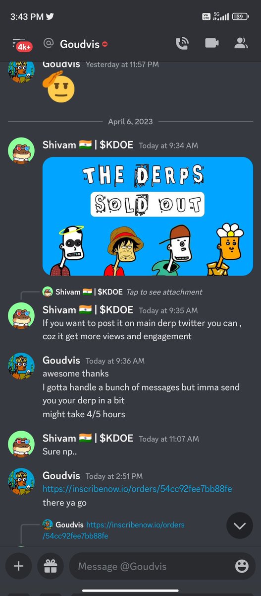 shivam_bitc's tweet photo. So @TheDerpsBTC founder cheated on me 

Promised to give 1 derp for making 2 posters and he liked them and wen time came he's giving mint link to mint  😂 from where these people came , if you know comments are open

I don't give a shit PPL but these fake founder need to stop https://t.co/kOC4nm2jpr