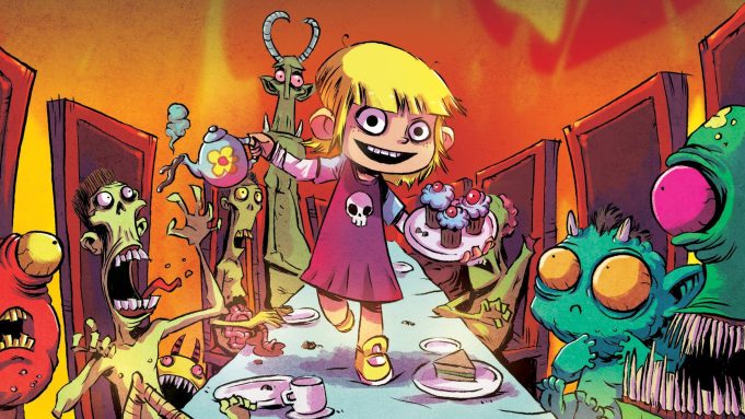 animatr0n's tweet photo. В работу запущен мультсериал по мотивам комикса "Hellicious" про 7-летнюю внучку дьявола Черри, которая похищает душу легенды готического рока Бригги Банди, несмотря на то, что душу должен заполучить рай. 

#Hellicious https://t.co/FBif9vasal