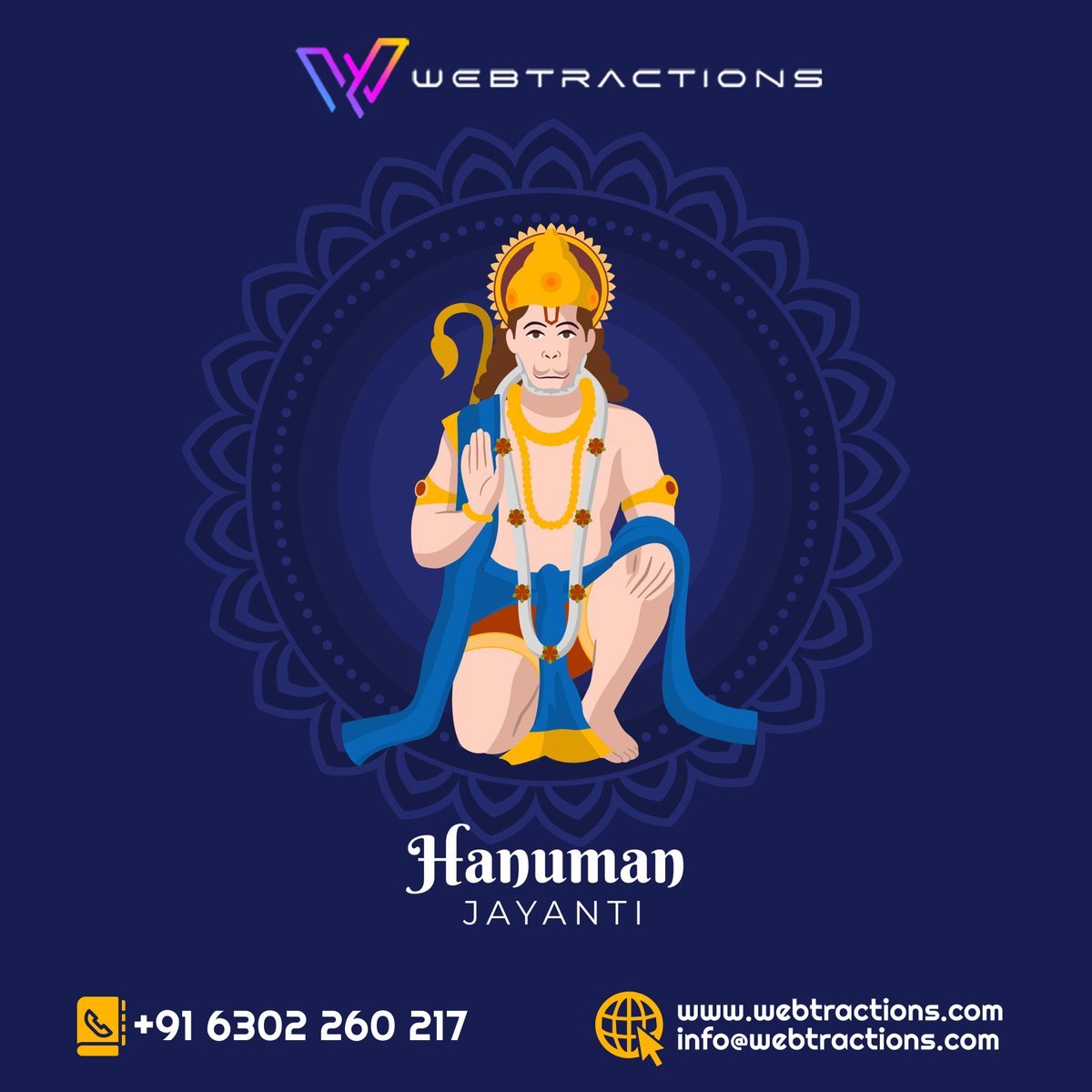 Webtractions1's tweet photo. On the auspicious occasion of Hanuman Jayanti, may you be blessed with happiness, success, glory, and celebrations. May goodness and good fortune follow you throughout your life.
#hanumanji #hanuman #bajrangbali #lordhanuman #ram #hanumanchalisa #jaishreeram #jaihanuman https://t.co/WdLLX7EftB