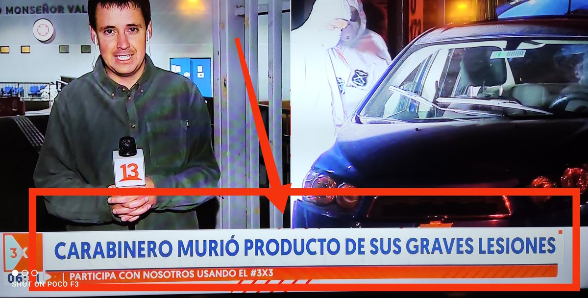 Sebasti45781359's tweet photo. Canal 13 #T13Central envía estos mensajes:
"Murió producto de sus lesiones"
"Murió durante control policial"
La idea bajar el perfil, difuminarlo...?
EL CABO 1° DE CARABINEROS DE CHILE DANIEL PALMA FUE ASESINADO, ASESINADO.
#BoricEstaDestruyendoAChile https://t.co/D3OTtCzU8Z