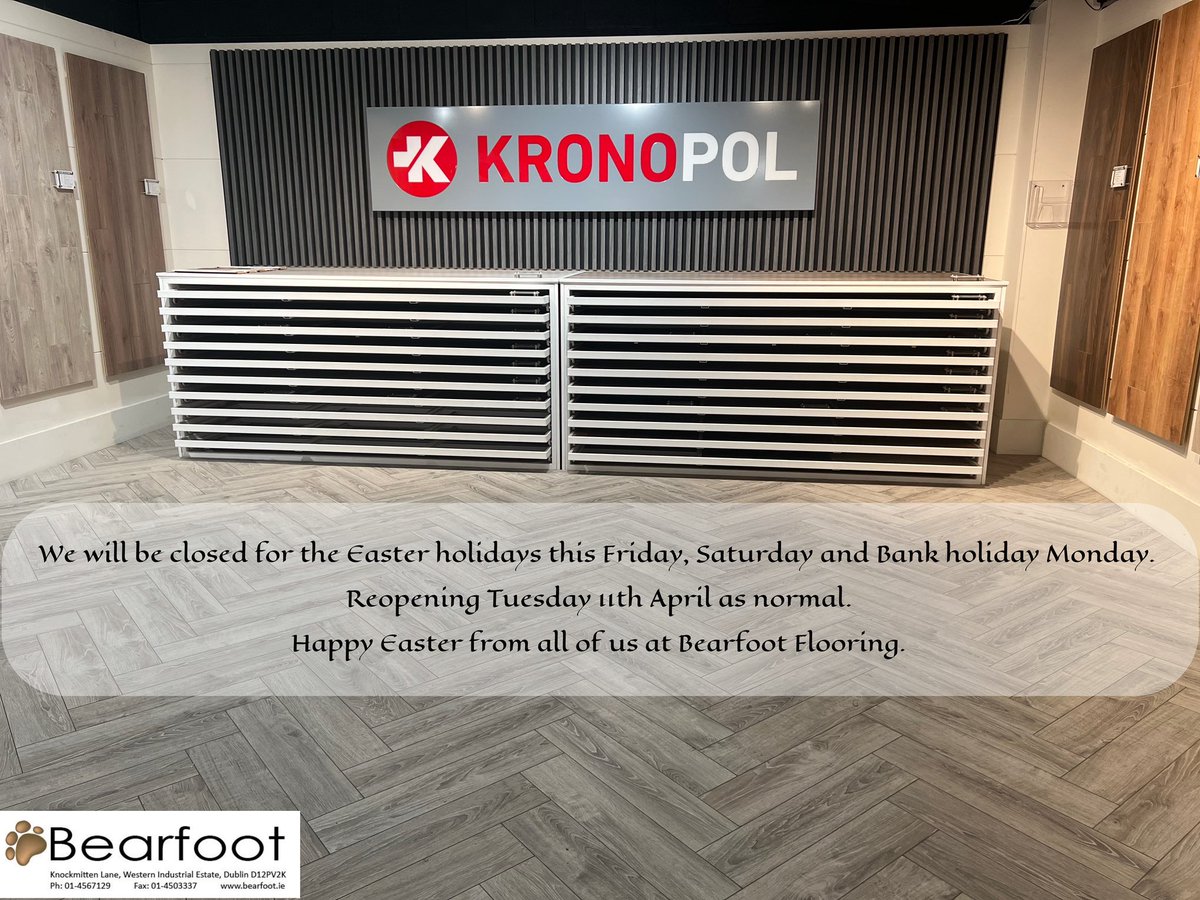 bearfootquality's tweet photo. Happy Easter from Everyone @bearfoot_flooring #easter #flooring #flooringdesign #flooringdistributor #interiordesign #irishinteriors #bearfootflooring #kronopol https://t.co/KiXEWhRUjw