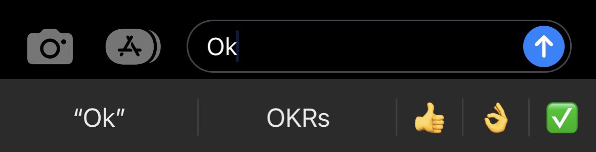 My work life balance game is strong. You know you’re in product when your phone auto-suggests OKRs in iMessage 🫠 #productmanagement
