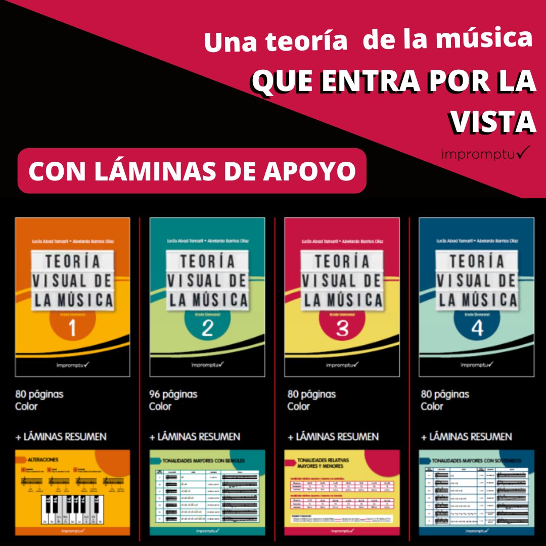 ImpromptuEditor's tweet image. ¿Conoces la TEORÍA VISUAL DE LA MÚSICA? 
Se trata de un método muy visual y sencillo que entrará a los alumnos por la vista. 
Se exponen muy gráficamente los conceptos teóricos que se complementan con ejercicios que insisten en las materias más relevantes.
bit.ly/teoriavisual