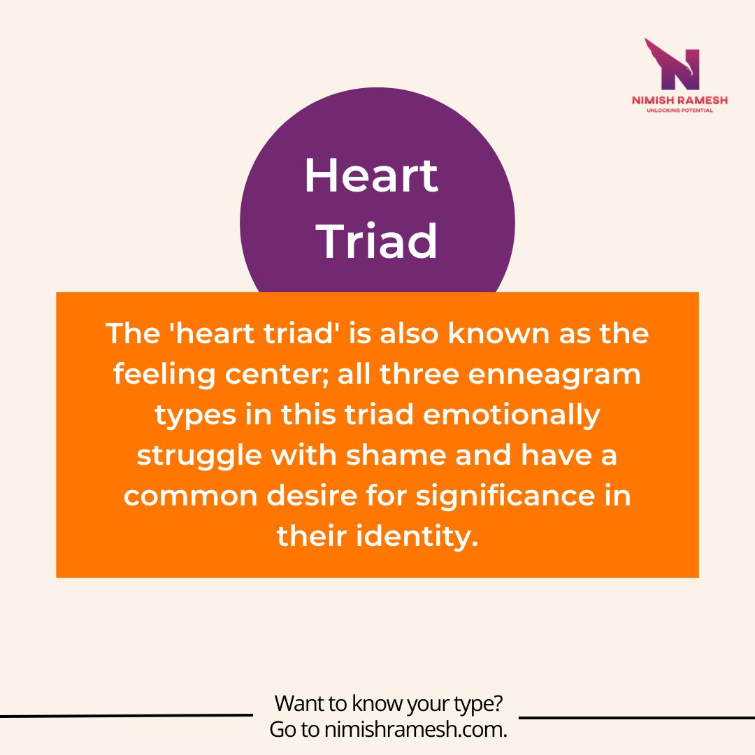 Understanding the Heart Triad can help individuals gain greater self-awareness and work towards healthier patterns of emotional regulation and relationship-building.

#enneagramtool #personalitytraits #knowpeople #reality #nimishramesh #lifecoachnimishramesh #passion #lifepurpose