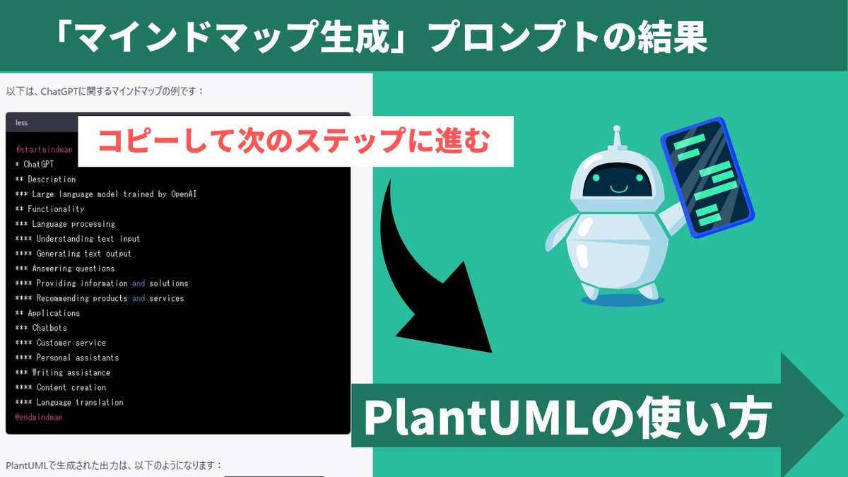 chatgptair's tweet photo. ChatGPTの「マインドマップ生成」プロンプトが便利すぎたので共有。

１分で完成するので超おすすめ！
やり方は図解で解説します。

 ──────
【無料配布】

今話題のAIトレンドがまるっとわかるChatGPTの教科書

このツイートにいいねとRTしたフォロワーさん限定でDMに送ります。 https://t.co/Qj95qCWDM3