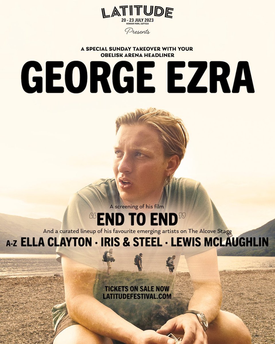 george E Z R A (@george_ezra) on Twitter photo George is headlining <a href="/LatitudeFest/">Latitude Festival</a> this year and has curated the lineup for The Alcove Stage on the Sunday, choosing artists that have sound tracked his travels recently.
Georgeās film āEnd to Endā will also be screened at the festival.
Tickets here: latitudefestival.com/tickets George is headlining <a href="/LatitudeFest/">Latitude Festival</a> this year and has curated the lineup for The Alcove Stage on the Sunday, choosing artists that have sound tracked his travels recently.
Georgeās film āEnd to Endā will also be screened at the festival.
Tickets here: latitudefestival.com/tickets