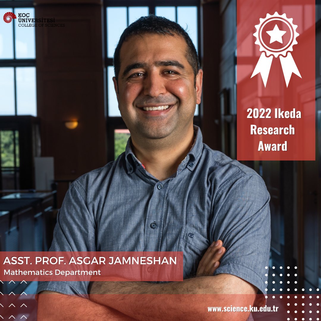 KocSciences's tweet photo. The Mathematics Foundation announced that the 2022 Ikeda Research Award has been awarded to Asst. Prof. Asgar Jamneshan from Mathematics Department. We wholeheartedly congratulate his exceptional achievement.
#IkedaAward #kuscience #kocuniversity #MathematicsAward https://t.co/WexLIumaKl