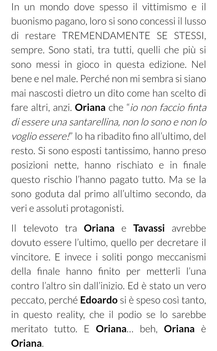 scongelata's tweet photo. Leggo solo verità
Chia di Isa&amp;Chia su Oriana e Tavassi... e sulla finale
#oriele #incorvassi https://t.co/arDjnhymay