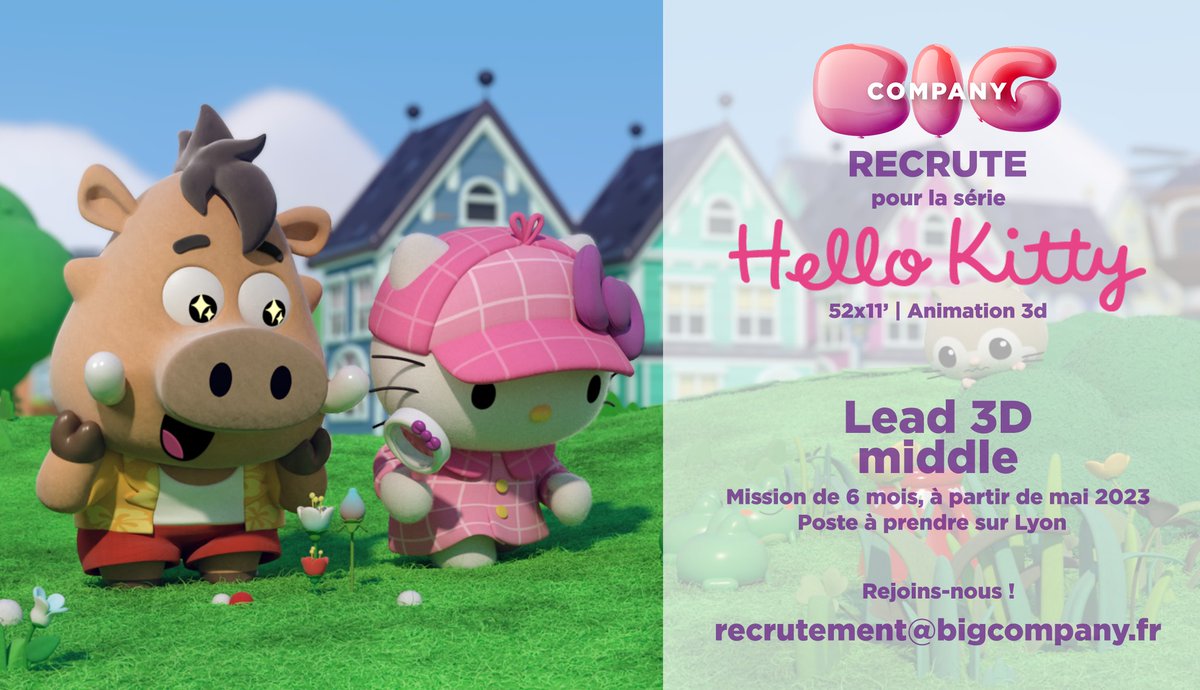 Big_Company's tweet photo. 🗣Big Company recrute !

Profil :
- connaissance de la chaine de fabrication d’une série, de la 3D jusqu’au compositing (Maya / After Effect)
- connaissance de la partie lighting/rendu.
- compétences (fixing)
- compétences en encadrement d’équipe

Envoyez nous vos démos et CV ! https://t.co/Y2d0D2xqIA
