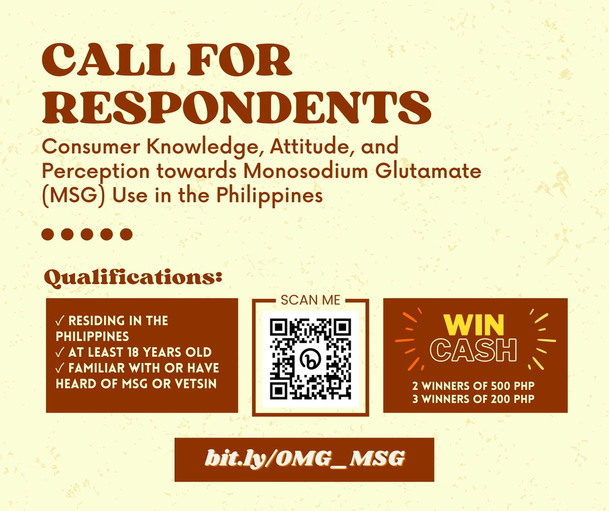 jomeyyy_'s tweet photo. [CALL FOR SURVEY RESPONDENTS] 

Thesis Title: 𝗖𝗼𝗻𝘀𝘂𝗺𝗲𝗿 𝗞𝗻𝗼𝘄𝗹𝗲𝗱𝗴𝗲, 𝗔𝘁𝘁𝗶𝘁𝘂𝗱𝗲, 𝗮𝗻𝗱 𝗣𝗲𝗿𝗰𝗲𝗽𝘁𝗶𝗼𝗻 𝗧𝗼𝘄𝗮𝗿𝗱 𝘁𝗵𝗲 𝗨𝘀𝗲 𝗼𝗳 𝗠𝗼𝗻𝗼𝘀𝗼𝗱𝗶𝘂𝗺 𝗚𝗹𝘂𝘁𝗮𝗺𝗮𝘁𝗲 (𝗠𝗦𝗚) 𝗶𝗻 𝘁𝗵𝗲 𝗣H

https://t.co/vrd8lsLbUn
https://t.co/vrd8lsLbUn https://t.co/HSb1zVCe0i