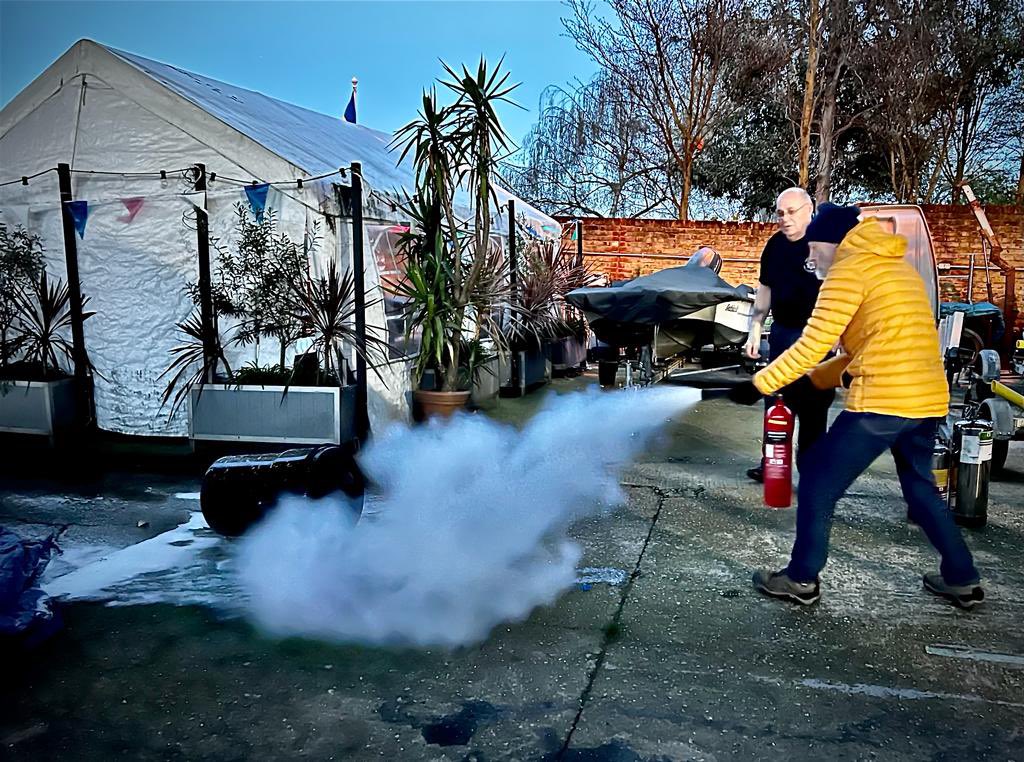 An excellent evening of fire safety training including practical use of fire extinguishers. @MVSHQ putneymaritime@gmail.com
