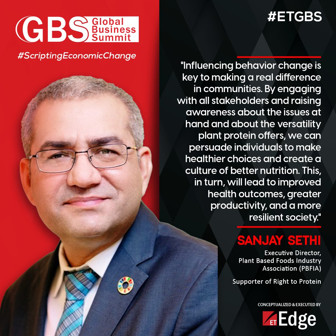 ET_Edge's tweet image. Sanjay Sethi, Executive Director, Plant Based Foods Industry Association (PBFIA), Supporter of Right to protein shared his interesting thoughts on India&apos;s role in #ScriptingEconomicChange at The Economic Times Global Business Summit 2023!

#ETGBS #RightToProtein #India #Business