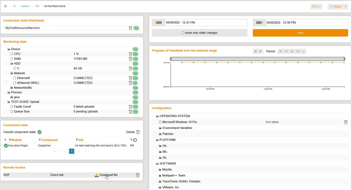 tracetronic's tweet image. Alles Grün auf unserer Testressourcen-Detailseite in TEST-GUIDE am Gründonnerstag 😊 Und durch die direkte Anzeige der aktuellen Monitoring-Werte kann man noch schneller beurteilen, wie es um den #Prüfstand steht. 
tracetronic.de/produkte/test-…

#testguide #featurecheck