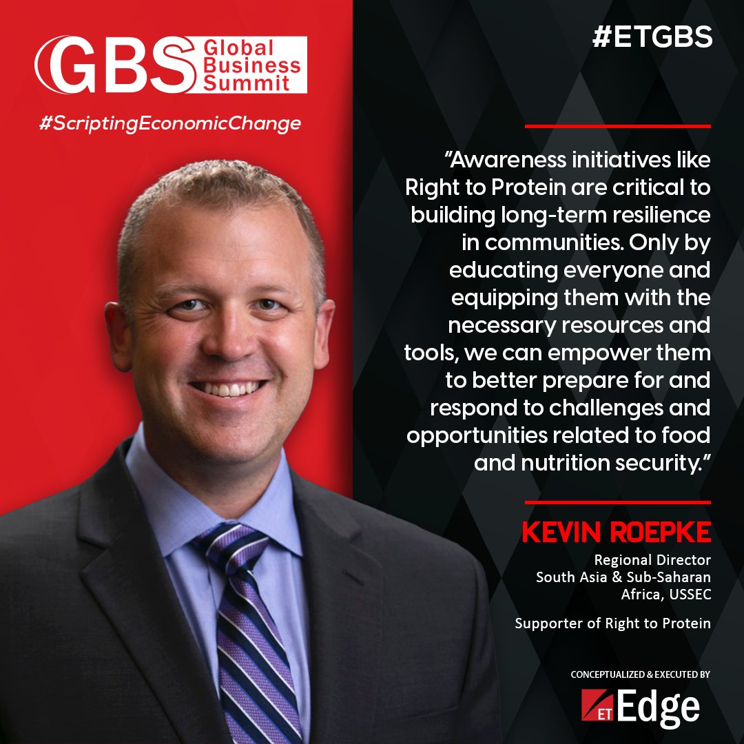 ET_Edge's tweet image. Kevin Roepke, Regional Director South Asia &amp;amp; Sub-Saharan Africa, USSEC, Supporter of Right to protein shared his interesting thoughts on India&apos;s role in #ScriptingEconomicChange at The Economic Times Global Business Summit 2023!

#ETGBS #RightToProtein #India #Business #AmritKaal