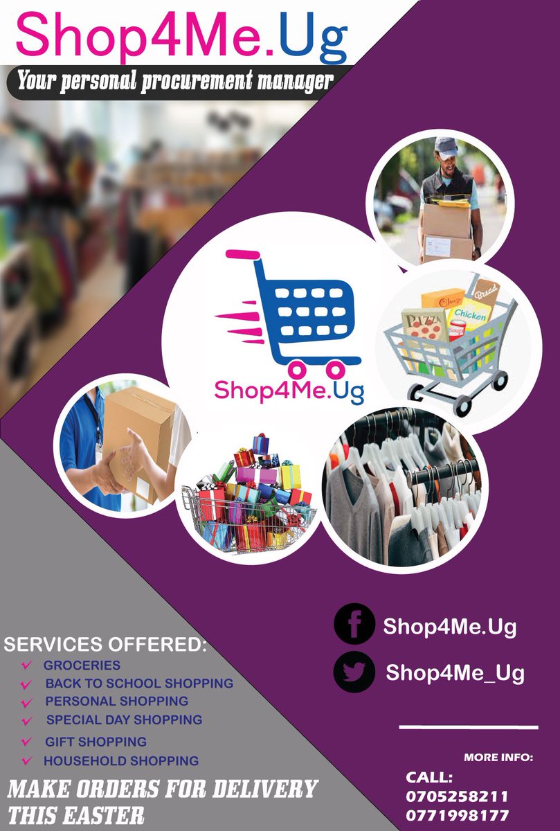 Shop4Me_Ug's tweet photo. Easter holidays are here, contact us and lets do your shopping.

#MakingLifeSimple https://t.co/nWIG2g5r1K