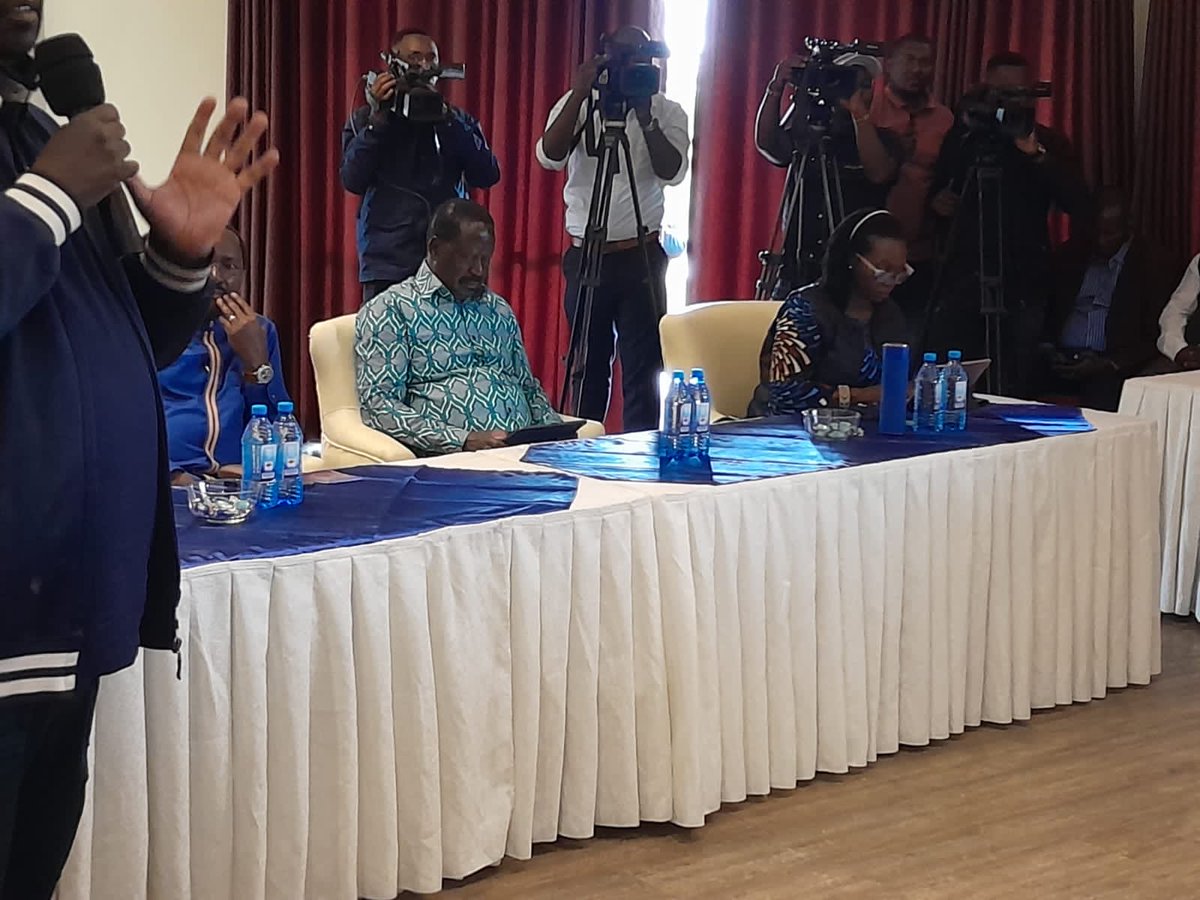 SethOlale's tweet photo. Azimio leaders Raila Odinga, Martha Karua &amp; Kalonzo Musyoka in attendance. https://t.co/KnREhFJILt