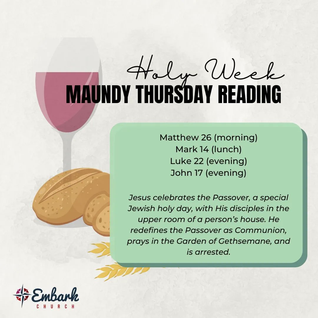 EmbarkChurch's tweet image. Prepare your heart for Easter by walking with Jesus through the week leading up to His death and resurrection. buff.ly/3JVxtYl