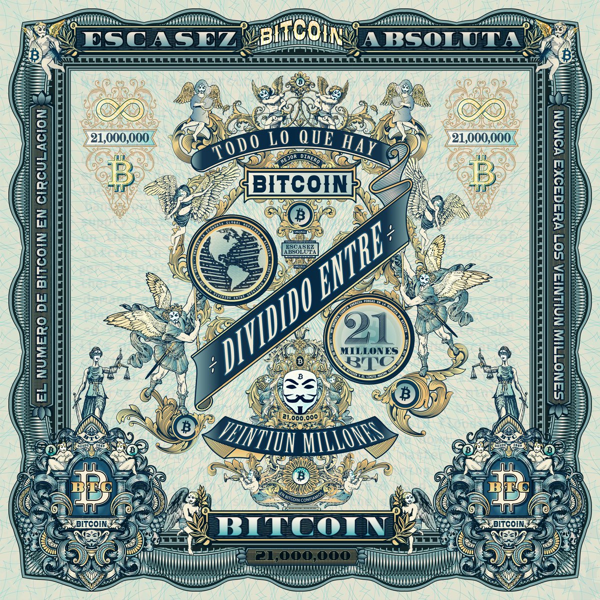 #Bitcoin es escasez absoluta.

Solo habrá 21 millones de #BTC en el mundo.

Otra obra del artista @LuchoPoletti 🎨