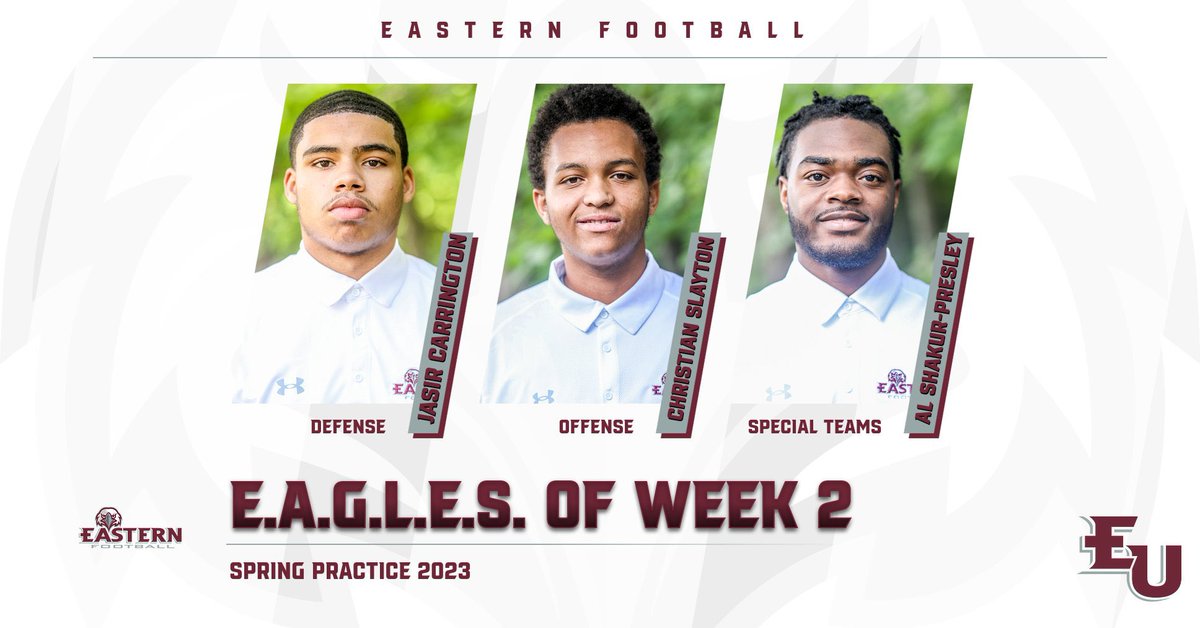 EUEaglesFB's tweet image. Looking back to Week #2 of Spring Ball, these three stood out &amp;amp; set the standard!!! #FirstCla22 #Fly2togeth3r #FlyWithUs 🦅🦅🦅