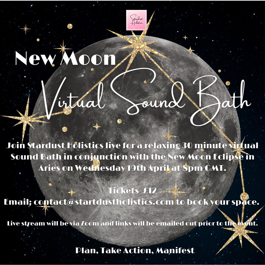 Stardustbydani's tweet photo. My next virtual sound bath is on 19th April at 8pm GMT for the new moon eclipse in Aries - contact to book! https://t.co/FQUCDl54Dk