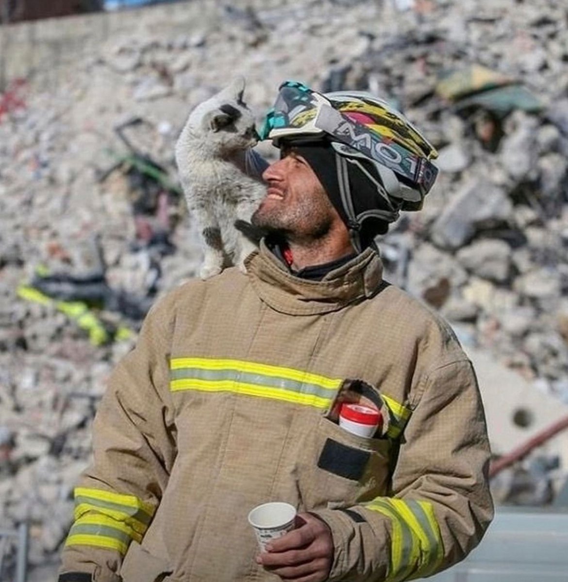 I posted before about a cat, rescued from the rubble after earthquake in Turkey - he refused to leave Ali Cakas, who saved him.

Mr. Cakas adopted the cat and named him Enkaz - "rubble" in Turkish.

It seems they are well and enjoy each other's company.

📷- jcacs_1/ Instagram