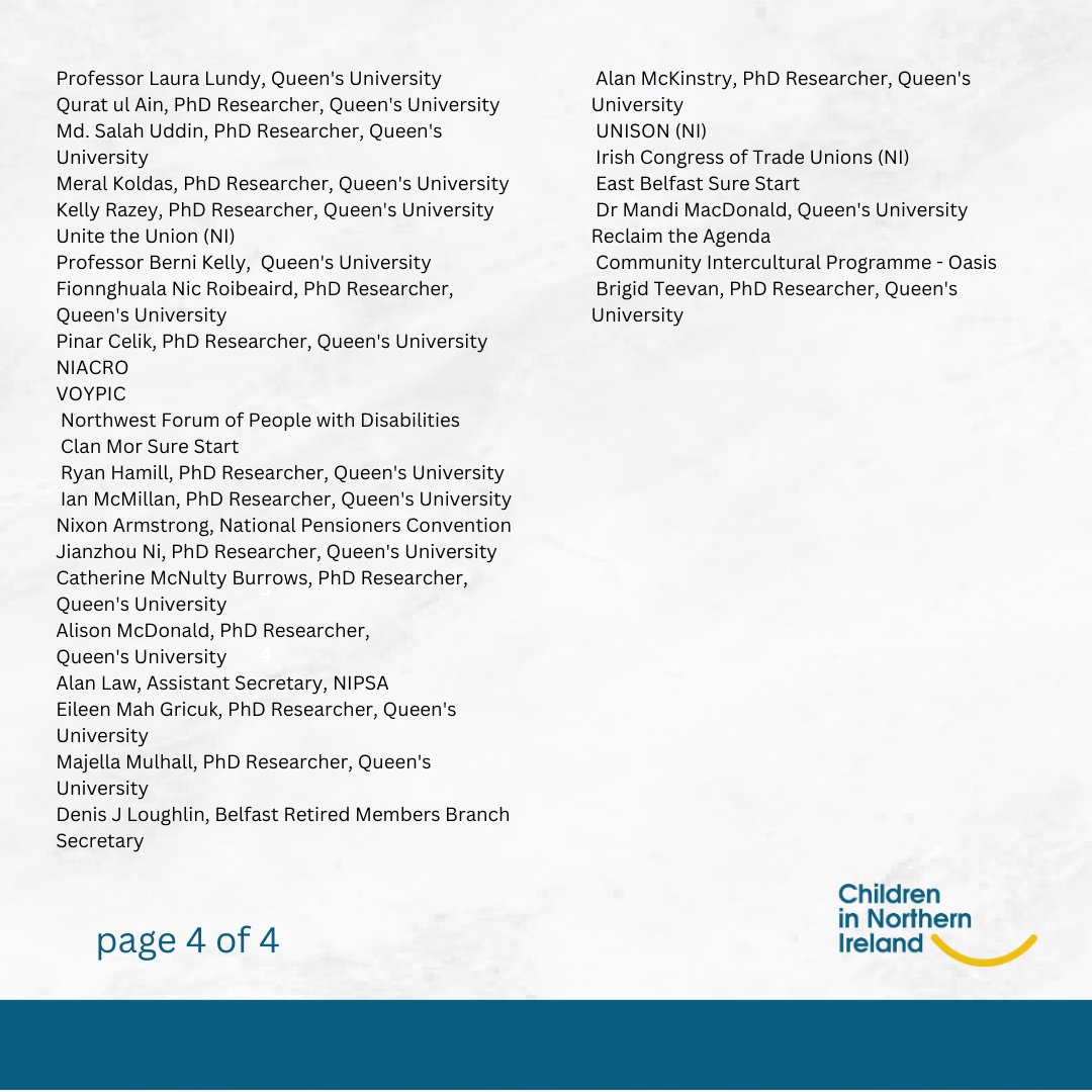 ChildreninNI's tweet image. Dear @chhcalling, a large cross-section of civil society in NI has spoken(100+ organisations/experts). Now we need you to act. Read our open letter. Restore the School Holiday Food Grant. #EndHolidayHunger @NIOgov @moneillsf @J_Donaldson_MP @naomi_long @BeattieDoug @columeastwood
