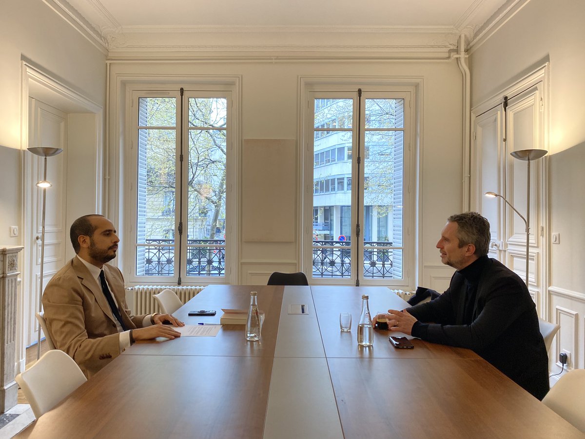 MghPartners's tweet photo. [ NEWSROOM ]

@david_martinon, ancien ambassadeur de France à Kaboul et futur ambassadeur à Pretoria a été reçu aujourd’hui à Paris par Hamza Hraoui cofondateur de #MGHPartners. 

Au menu : la géopolitique de l’Afghanistan. 

#TrackIIDiplomacy
#LobbyingForGood #Multilateralism https://t.co/zluVtV5yU6