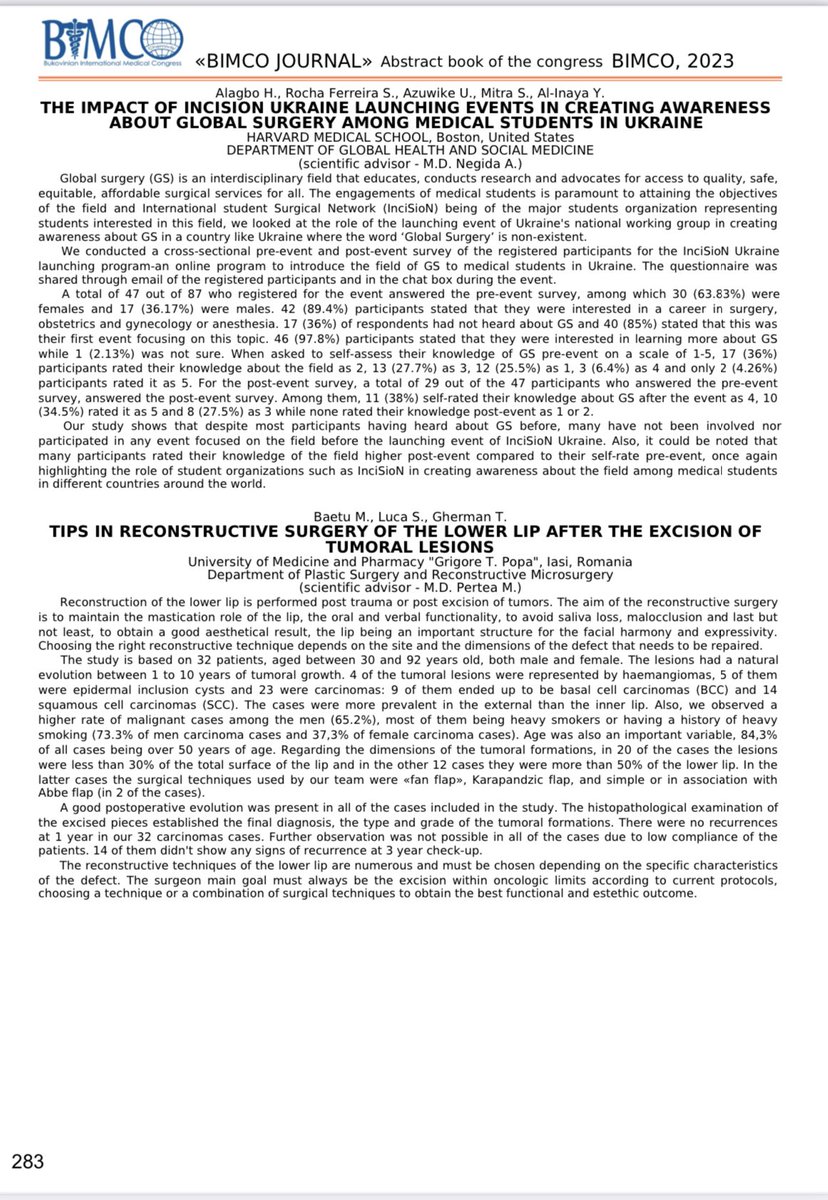 InciSioN_UA's tweet photo. Almost Two years from our launching event, we are glad to see the abstract on the impact of our launching event published in one of the biggest students’ journal (@bimco_2023) in the country. This further proves our commitment in creating awareness about GS in Ukraine.1/2 https://t.co/LrFEHOsBOf
